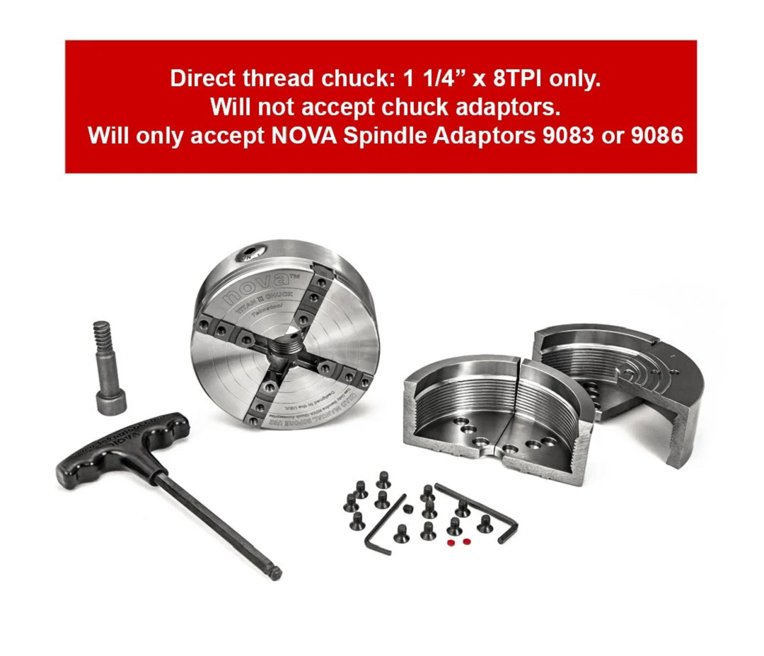 NOVA TITAN III DIRECT THREAD 1 1/4″ X 8TPI CHUCK