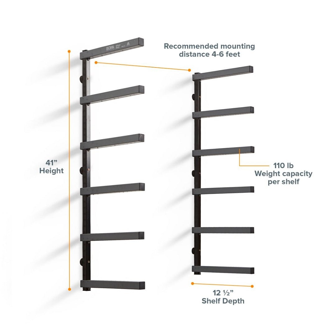 Bora Wood Rack 6 Tier - Gray /Black