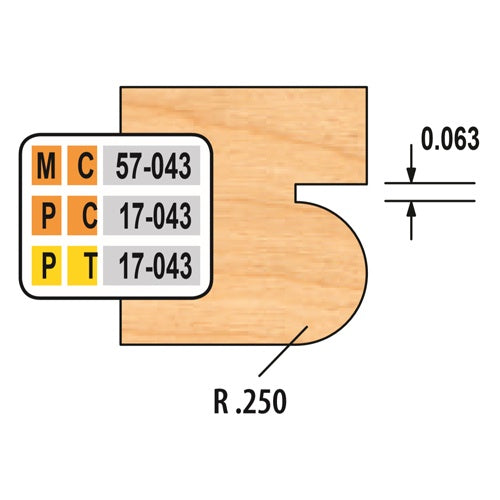 Freeborn MC-57-043 1/2" .188 Radius Bead Cutters