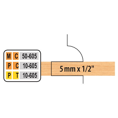 Freeborn PC-10-605 5mm x 1/2" Center Groover Set Additional Tongue